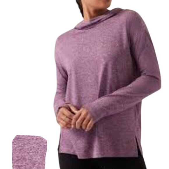 Athleta Uptempo ll Hoodie Sweatshirt Pino Plum Heather 2022 Size M - Picture 1 of 8